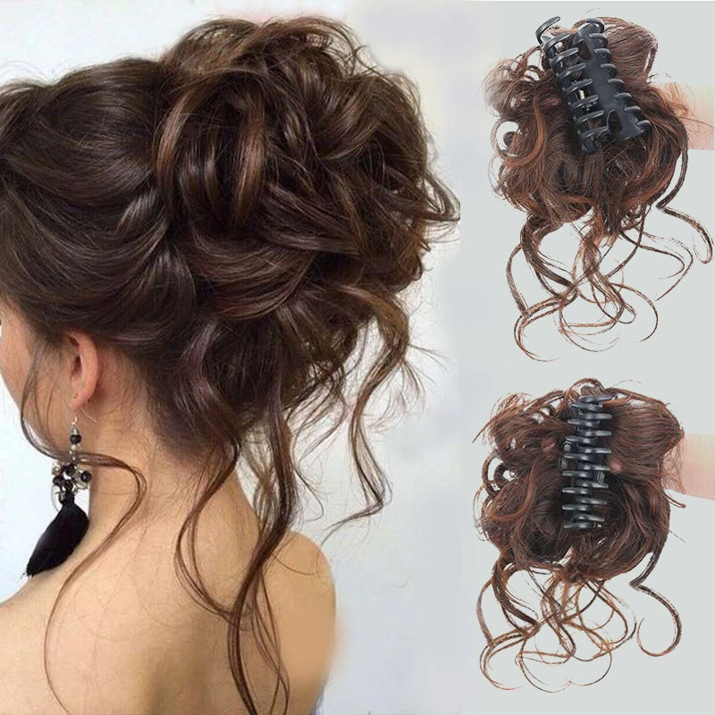 丸子头假发圈蓬松自然慵懒抓夹发髻花苞丸子头长须盘发鸡窝头假发