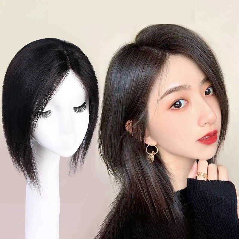 假发片女头顶补发片自然前额遮白发八字刘海蓬松无痕仿真发补发块