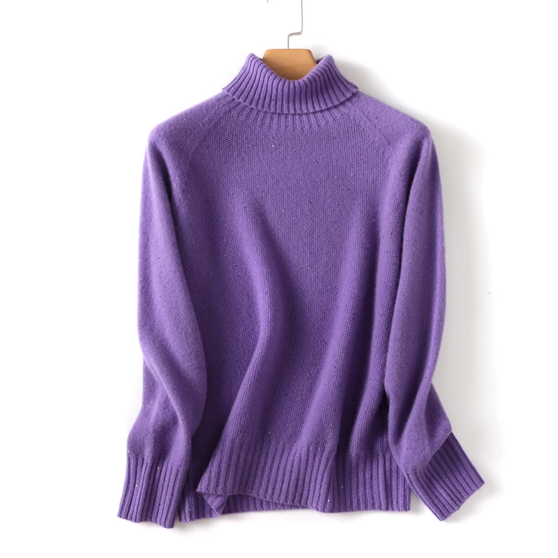 设计感无缝一体羊毛高领毛衣女秋冬2024新款简约短款内搭羊毛打底