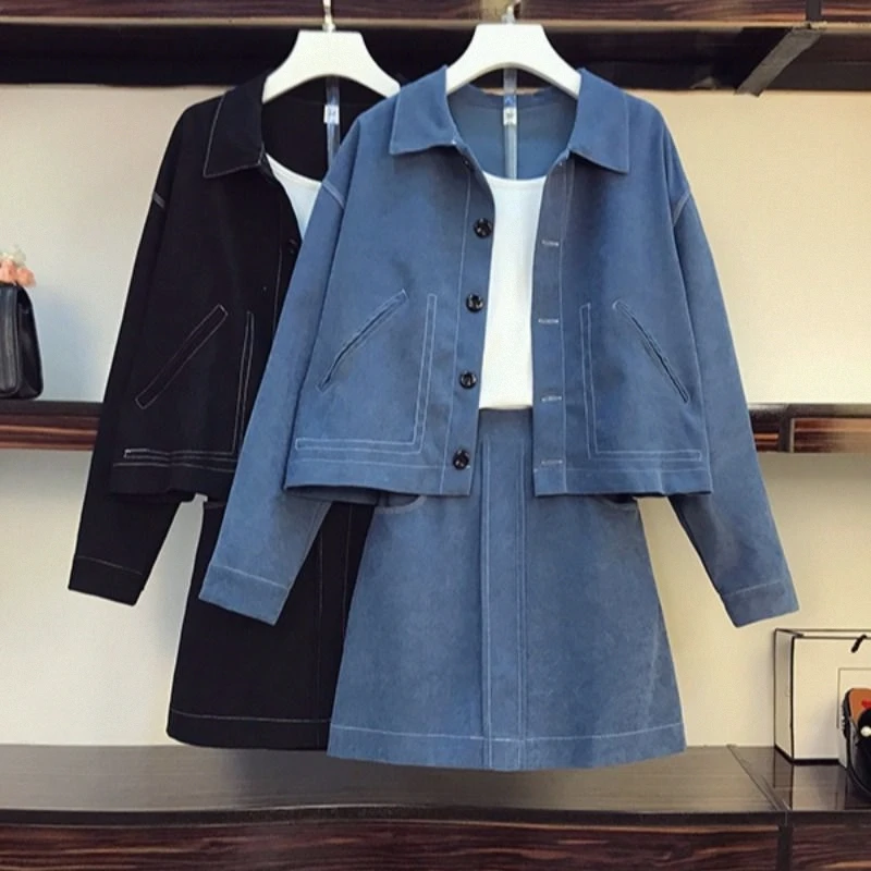 2024早秋大码女装新款胖妹妹长袖遮肉显瘦套装设计时髦炸街两件套