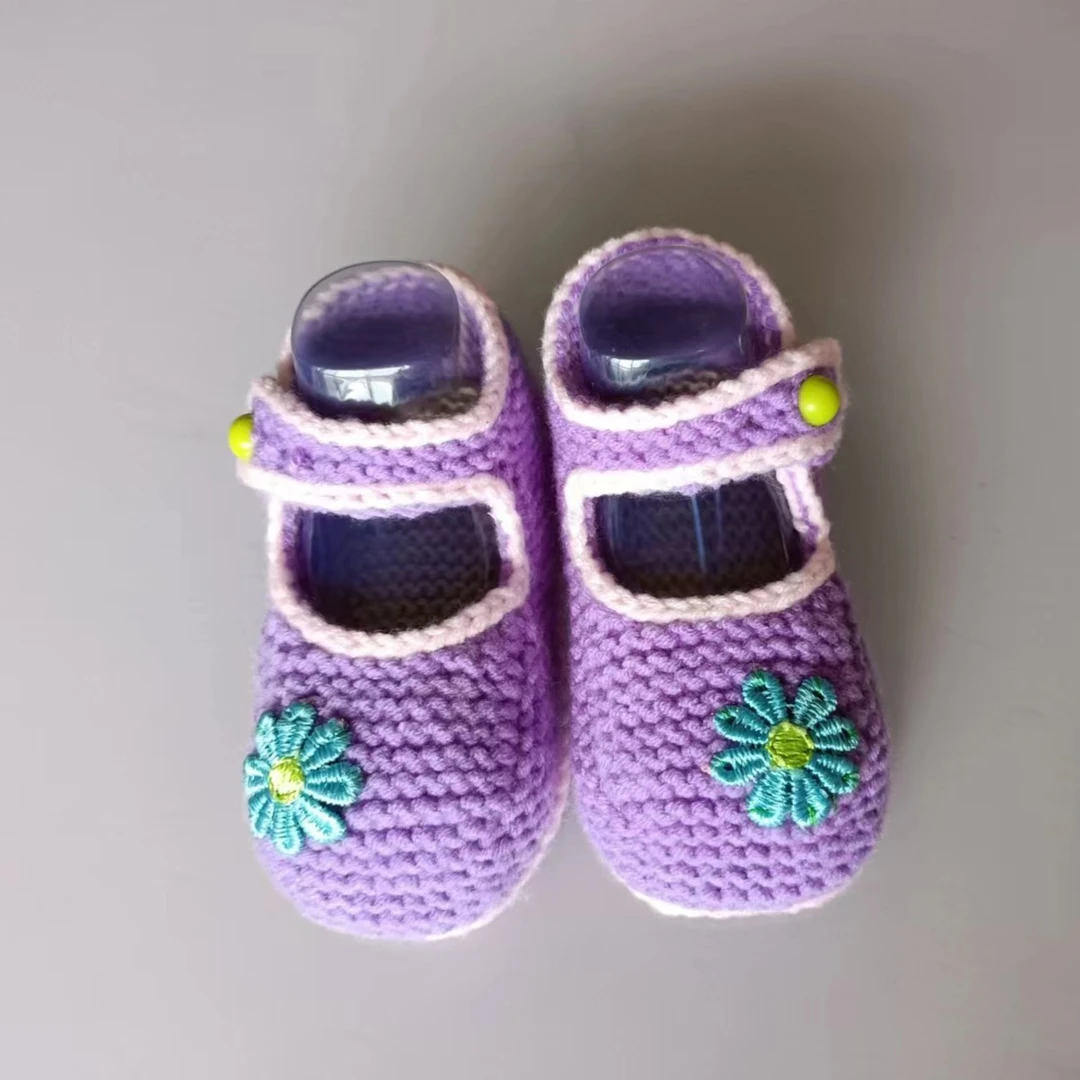 儿童牛奶棉手工编织小方口6-9个月婴儿步前鞋（双层底）婴儿鞋鞋子