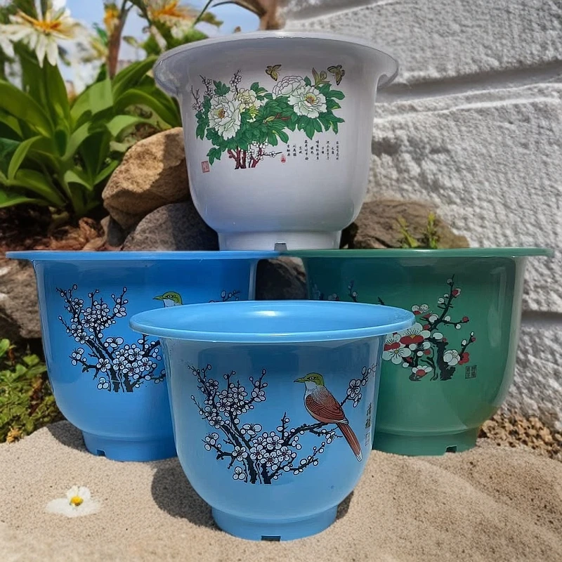 种树绿植树脂特大耐用盆大号塑料花盆花盆批发加厚盆栽塑料送托盘