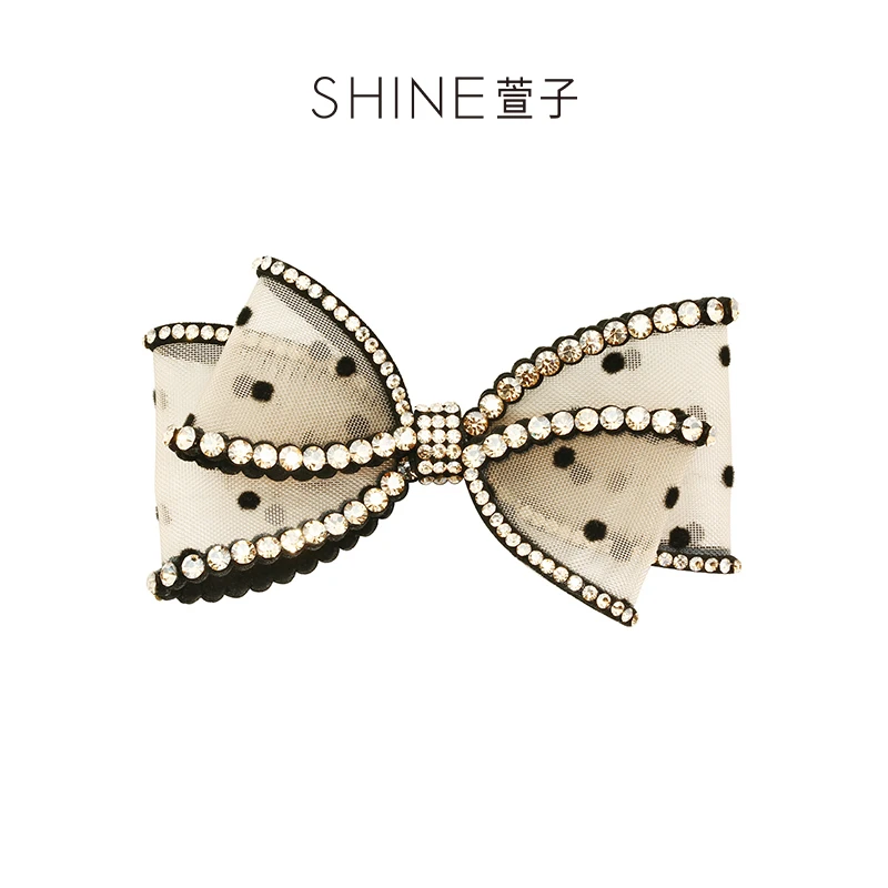 萱子SHINE萱子  网纱波点水钻横夹