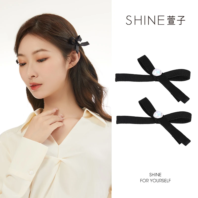 萱子SHINE萱子 气质百搭仿珍珠蝴蝶结对夹
