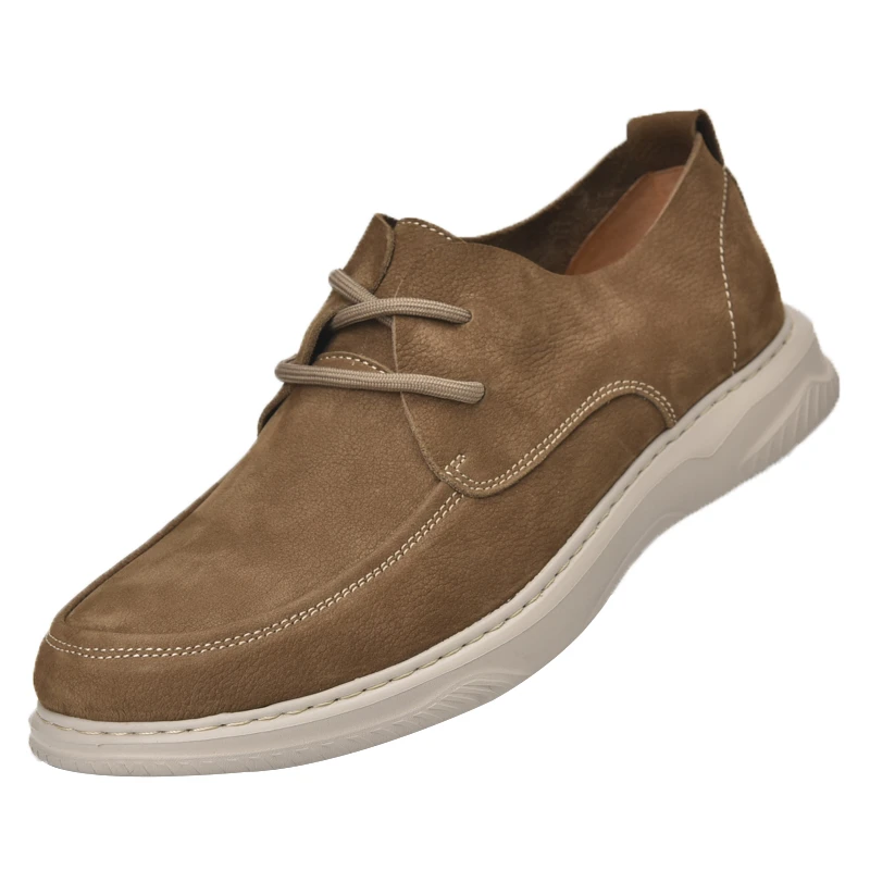 真皮男鞋宽头新款透气复古休闲皮鞋百搭系带男士鞋子软皮单鞋软底