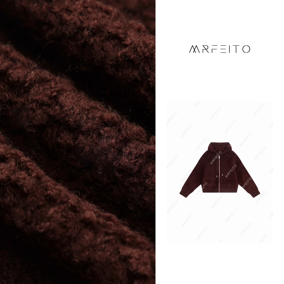 【云朵拉贡】进口卷毛连帽拉链设计长袖外套H522W01Q28010