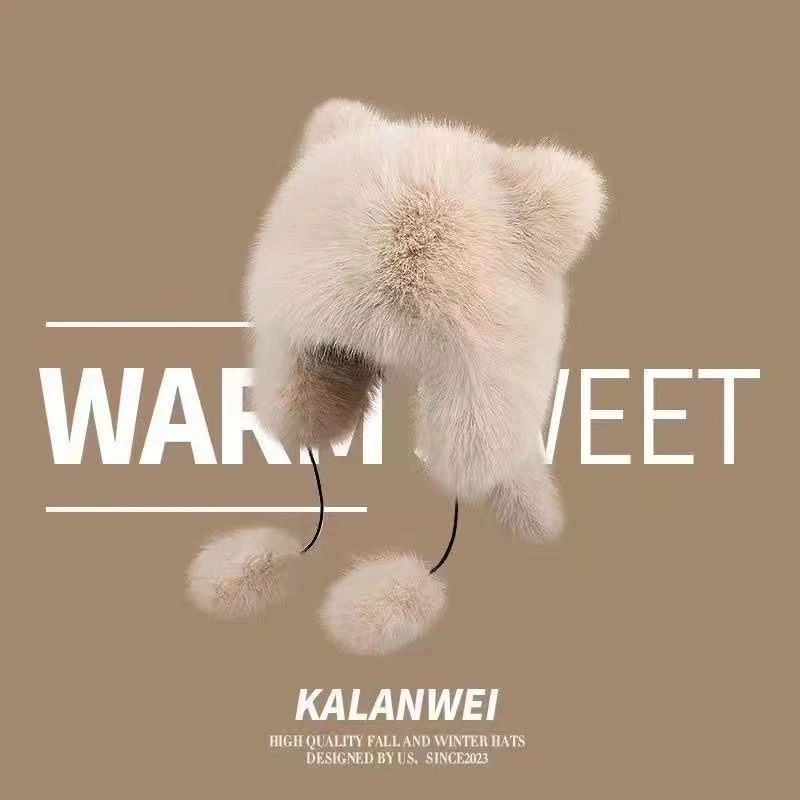 小浣熊护耳仿真狐狸毛毛冬季保暖可爱洋气百搭时尚亲子款皮草帽子