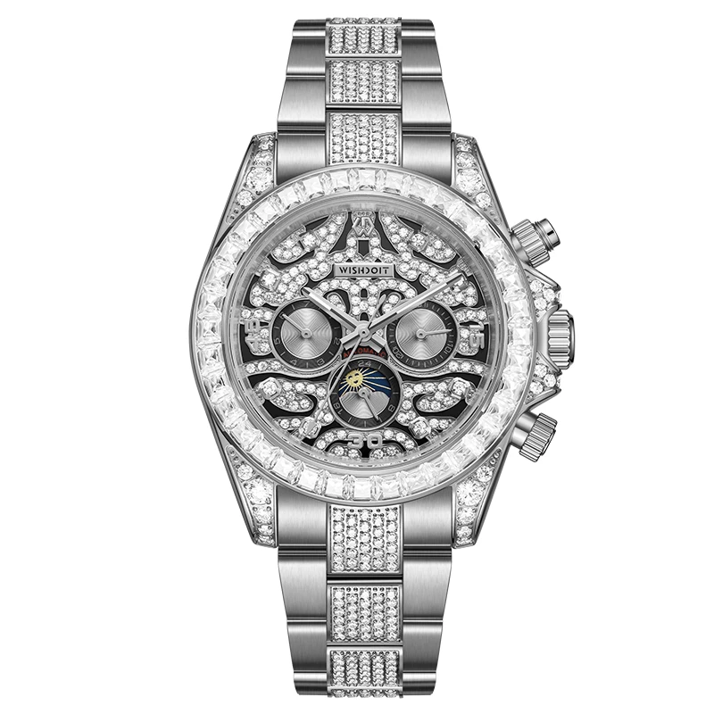 全球限定999只（冰霜银虎迪）顶奢镶钻机械男士腕表