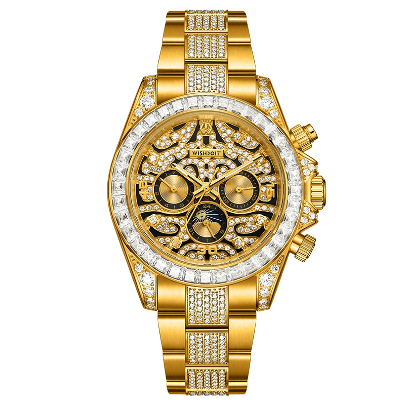 全新未使用【满钻金虎迪】顶奢机械男表