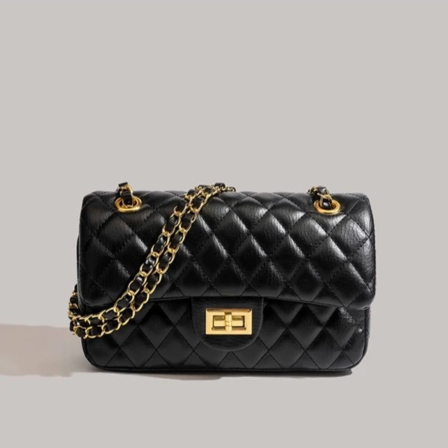 手工简搭小香风春夏新款百搭链条菱格单肩斜挎包XJ-013