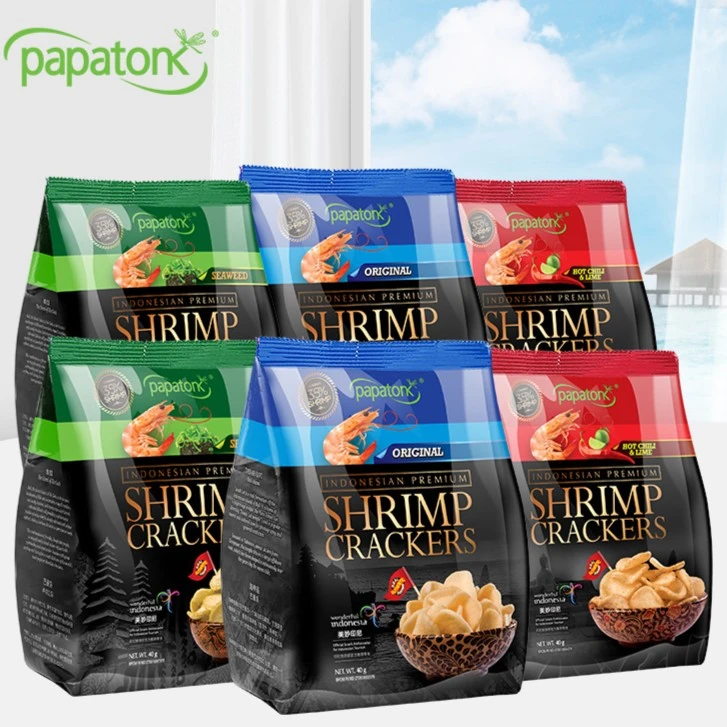 papatonk啪啪通印尼进口虾片休闲香脆小零食海虾片40g*6包鲜虾片