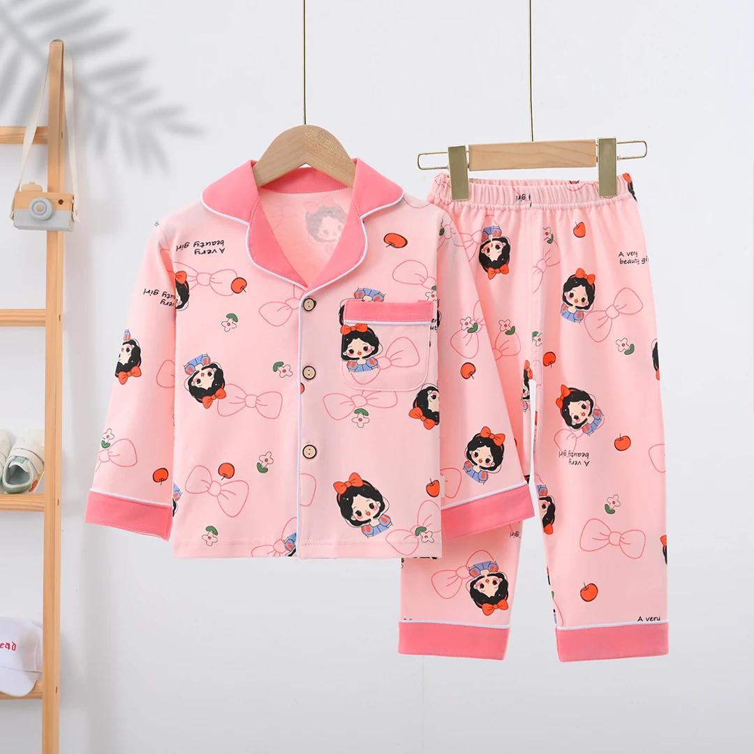 春秋季儿童睡衣纯棉100%全棉男女童家居服中大童宝宝立领纯棉睡衣