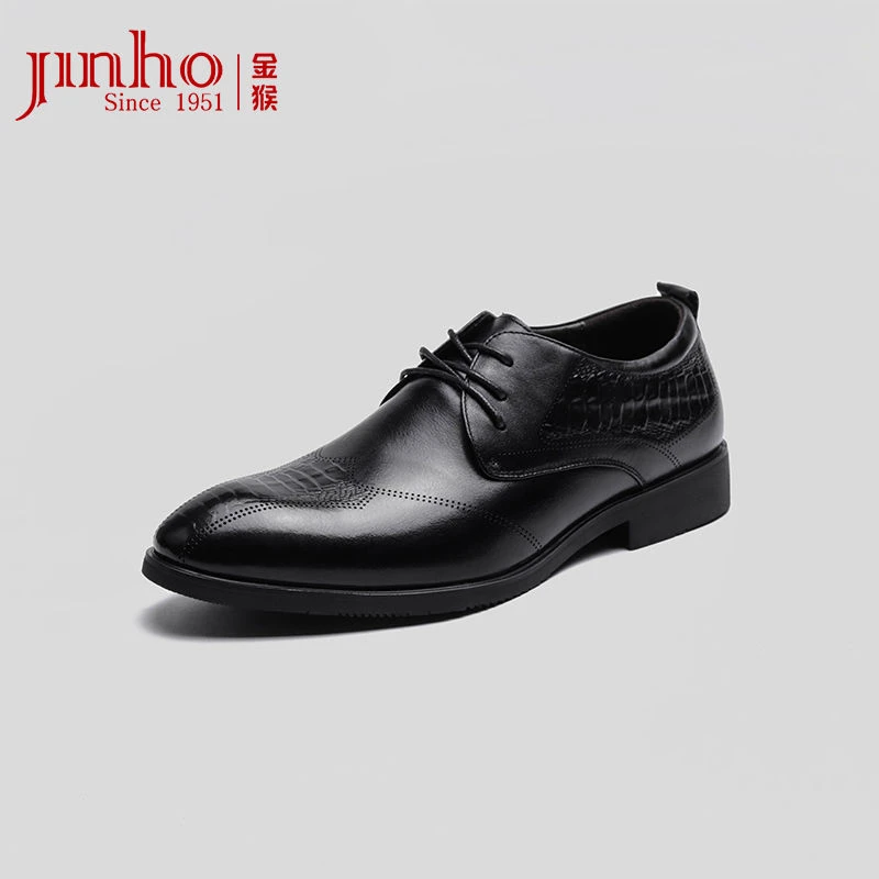 金猴头层牛皮男鞋职场套脚休闲皮鞋S250229A