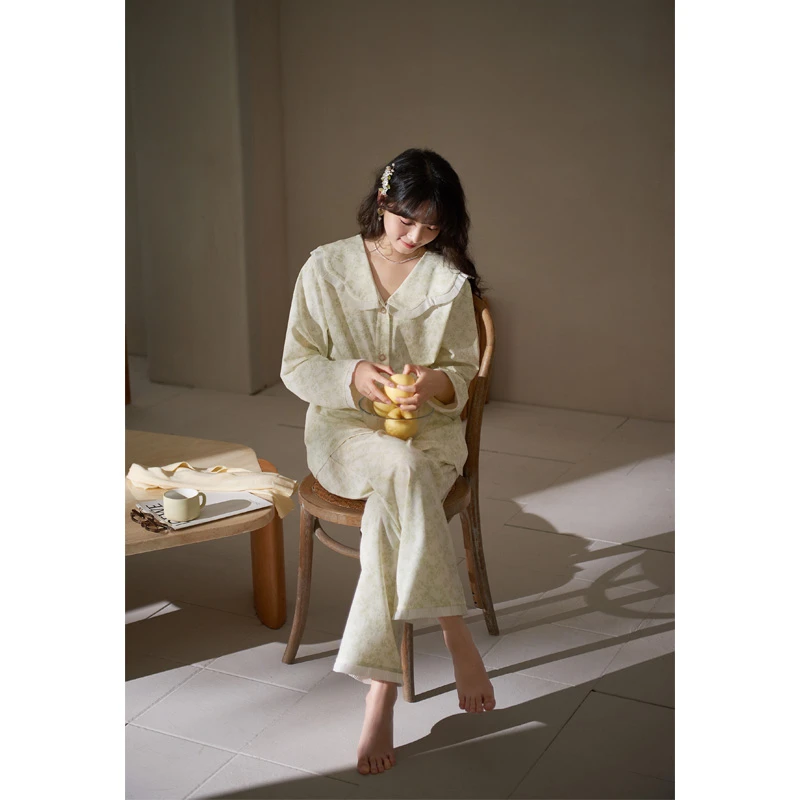 思莉太太【清雅国风】女士春秋季睡衣2023新款高档可外穿家居服