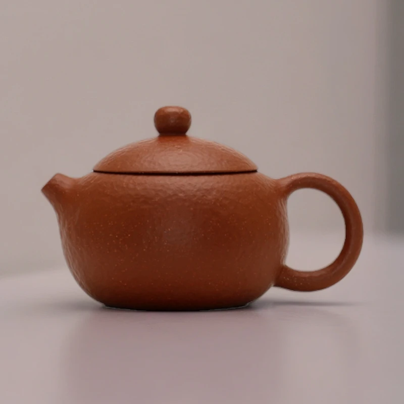 AA02c.红泥.160cc.锤纹倒把西施.宜兴原矿紫砂茶壶手工国工内壁章