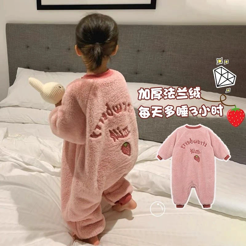 女童睡觉儿童被子睡衣婴幼儿法兰绒宝宝睡袋冬天防寒分腿加厚睡衣