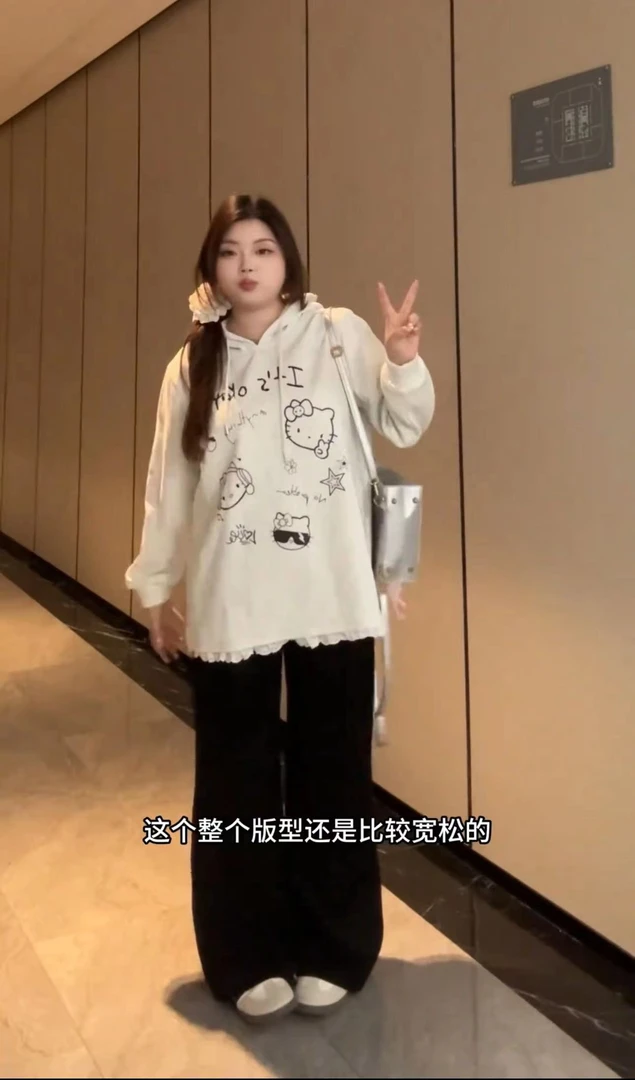 大码休闲连帽卫衣女装微胖mm灰色秋冬时尚加绒一体慵懒套头上衣