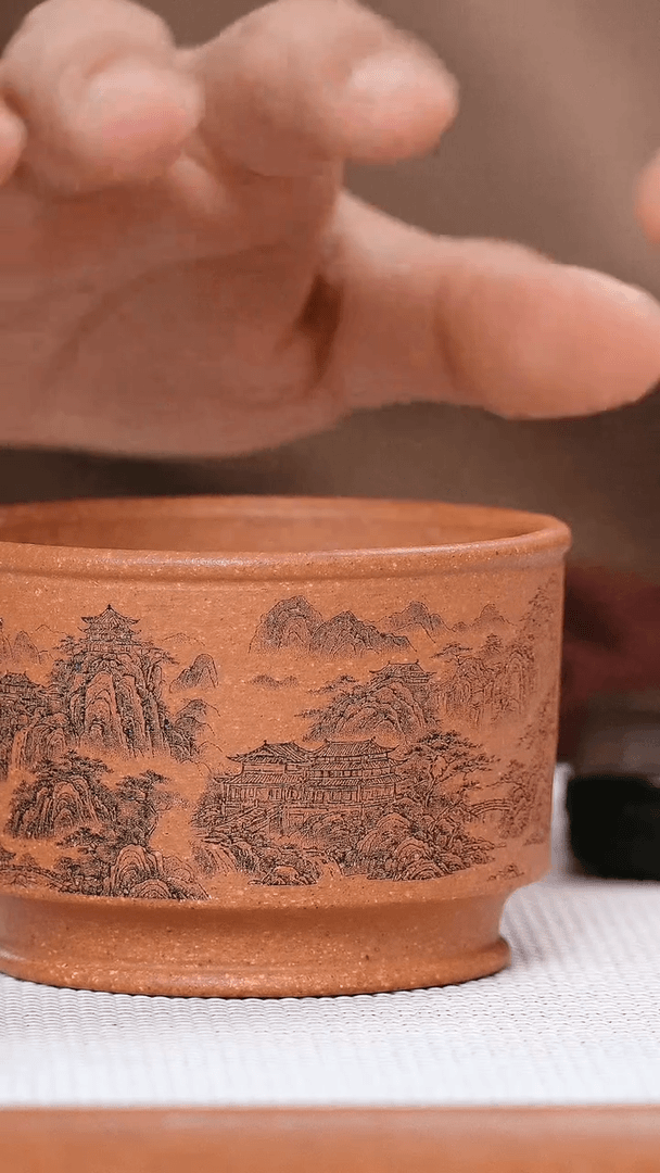 【闪购商品】紫砂茶杯小时代紫砂~江山秋色图