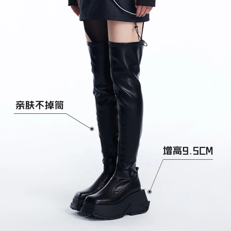2024秋冬新款方糖过膝靴时尚百搭厚底方头长筒性感舒适显瘦瘦长靴