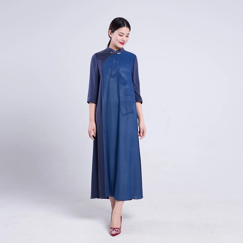 JIXIANGYIJIA/吉祥衣家夜露含花 连衣裙新中式国风女装 10123287X