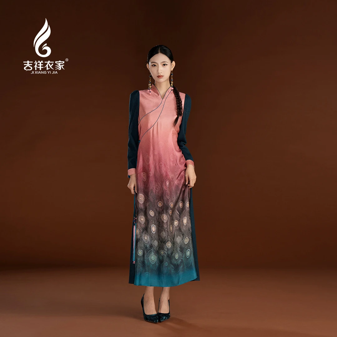 JIXIANGYIJIA/吉祥衣家凤行绮梦连衣裙中国风气质时尚943237106