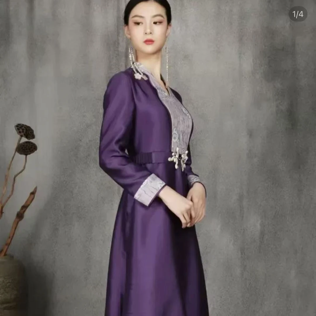 JIXIANGYIJIA/吉祥衣家玹音绘锦（连衣裙）924233065