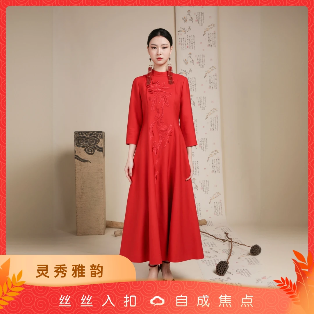 JIXIANGYIJIA/吉祥衣家照新妆 连衣裙新中式国风女装 99433283D