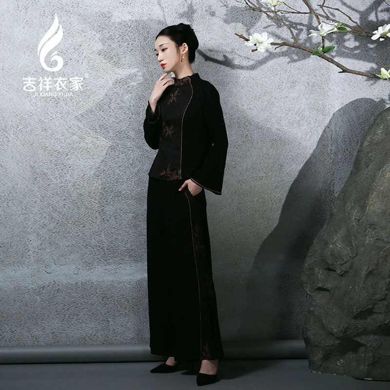 吉祥衣家【南山桂】新中式国风女士裤子十二花神桂花系列933226010