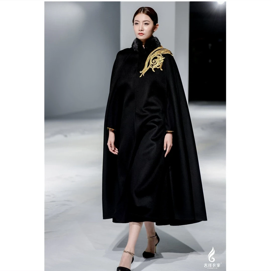JIXIANGYIJIA/吉祥衣家吉祥衣家玄云（斗篷）秋冬气质长款914293807