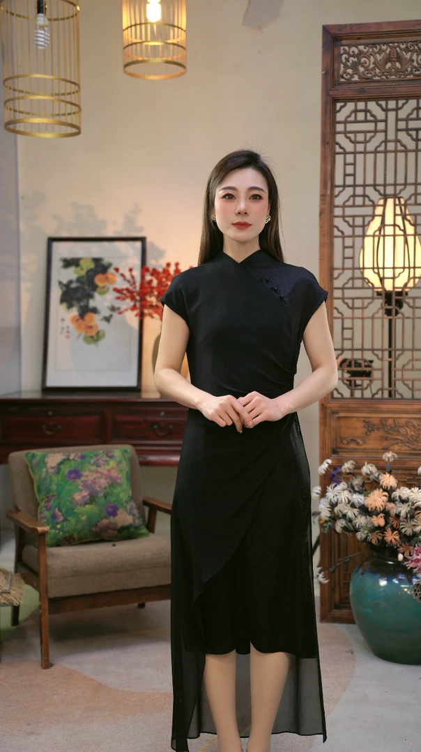 JIXIANGYIJIA/吉祥衣家【烛影摇红】开叉连衣裙女装连衣裙932233093
