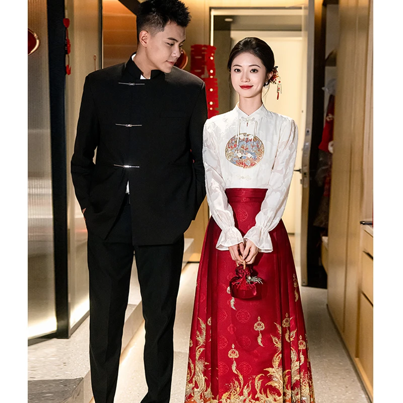 马面裙套装2024新款新中式红色订婚服敬酒服新娘出阁结婚礼服裙女