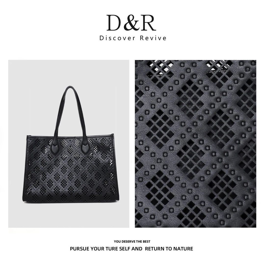 Discover Revive 休闲新款时尚复古托特腋下包E257-黑色