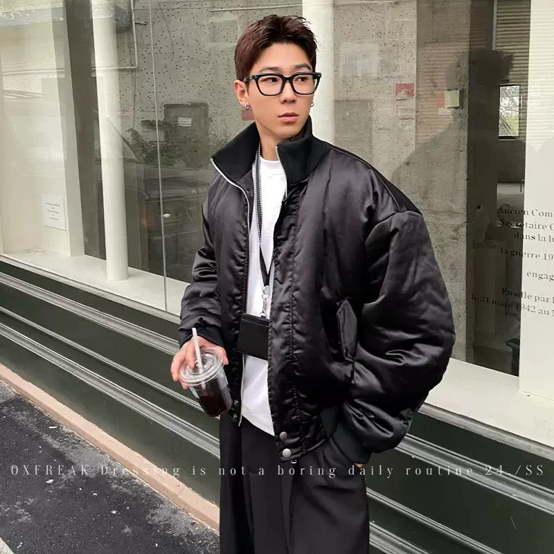 OXFREAK 24FW「定制缎面 bomber」飞行员棉服男短款宽松冬季外套