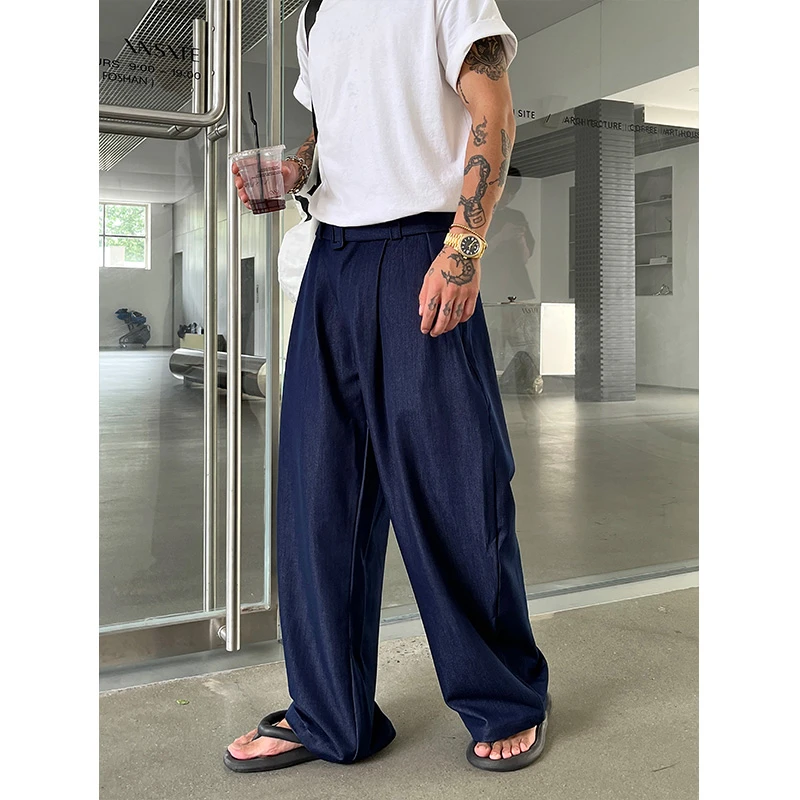 OXFREAK 24SS「TR混纺 竹节纹理感」廓形弯刀裤男阔腿宽松休闲裤