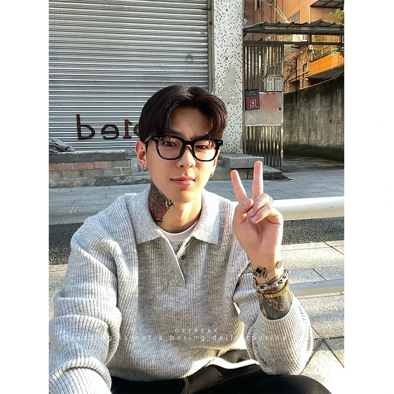 OXFREAK 24FW「clean fit 老钱风」翻领POLO毛衣男宽松休闲针织衫