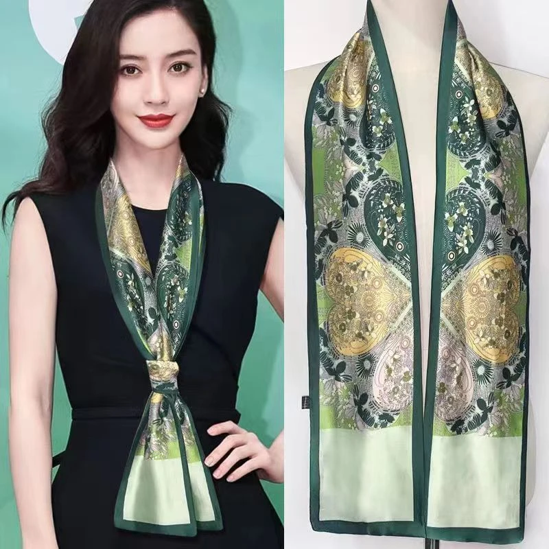 丝巾小长条女百搭薄领巾围巾时尚夏季女士长方形气质薄款洋气丝巾