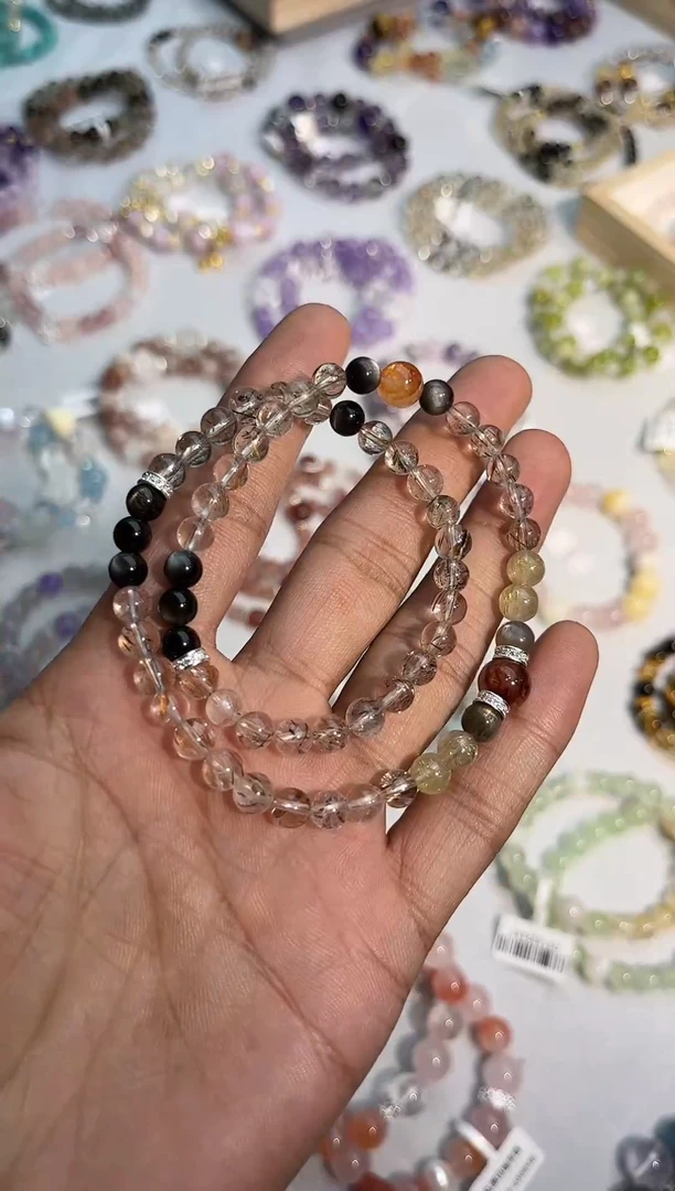 【闪购商品】水晶手链未镶嵌黑金超七多宝