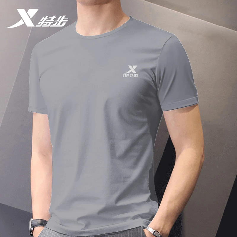 特步冰丝短袖T恤男 2025新款夏季男士速干衣服大码男士男款男装