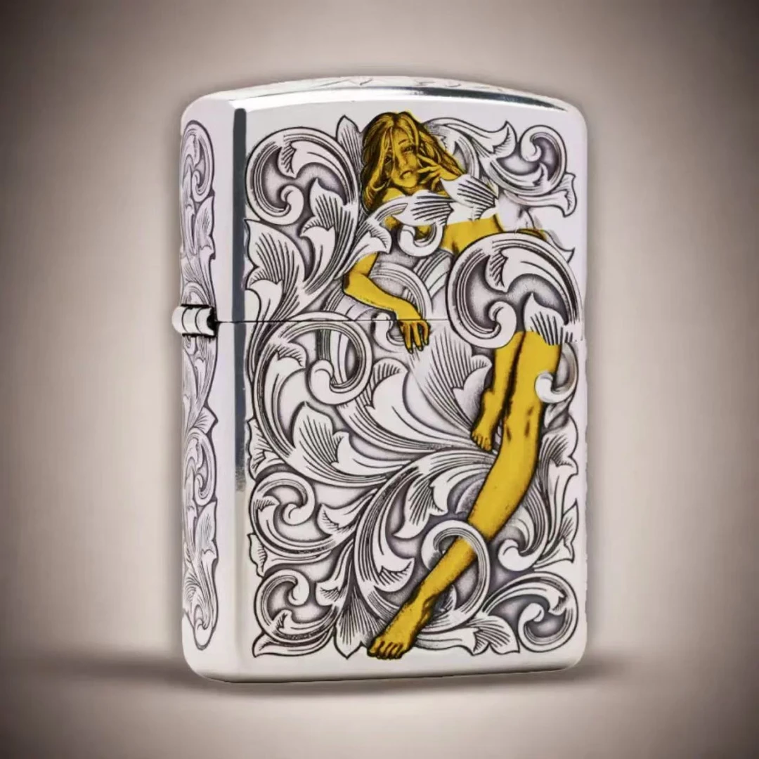 ZIPPO/之宝【镀金银唐草仙子】立体浮雕盔甲防风打火机DYX1H1