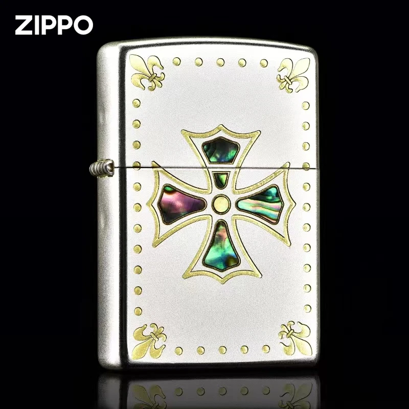 ZIPPO【贝壳克罗心】彩贝镶嵌-镀银双面礼盒常规防风打火机DY9902GQ