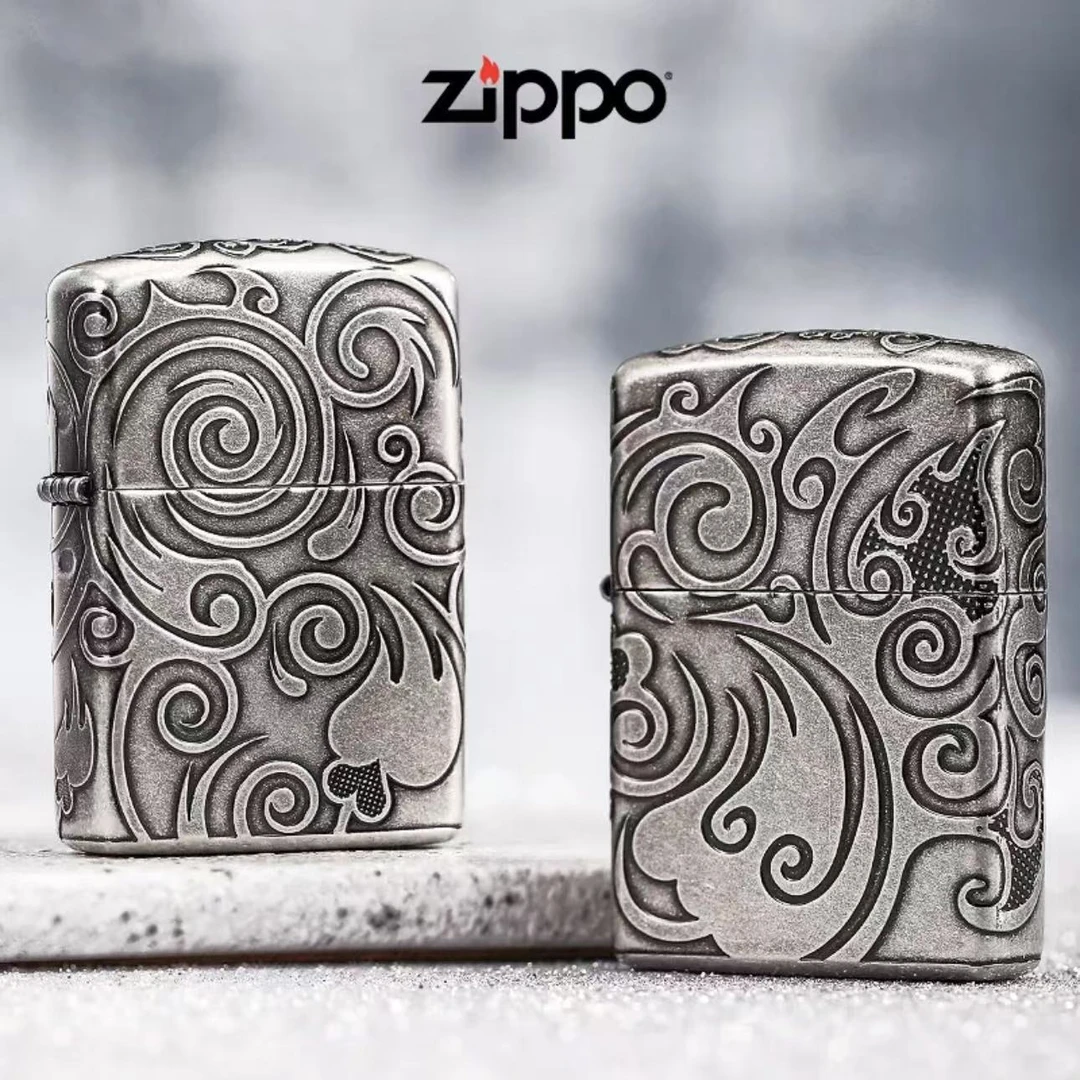ZIPPO/之宝【流云淬火】仿古银蚀刻盔甲在版在册防风打火机 TCX1