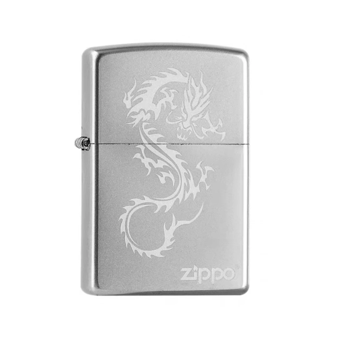 ZIPPO/之宝【祥龙啸】镀铬缎砂在版在册经典款银色防风打火机 TCJ1