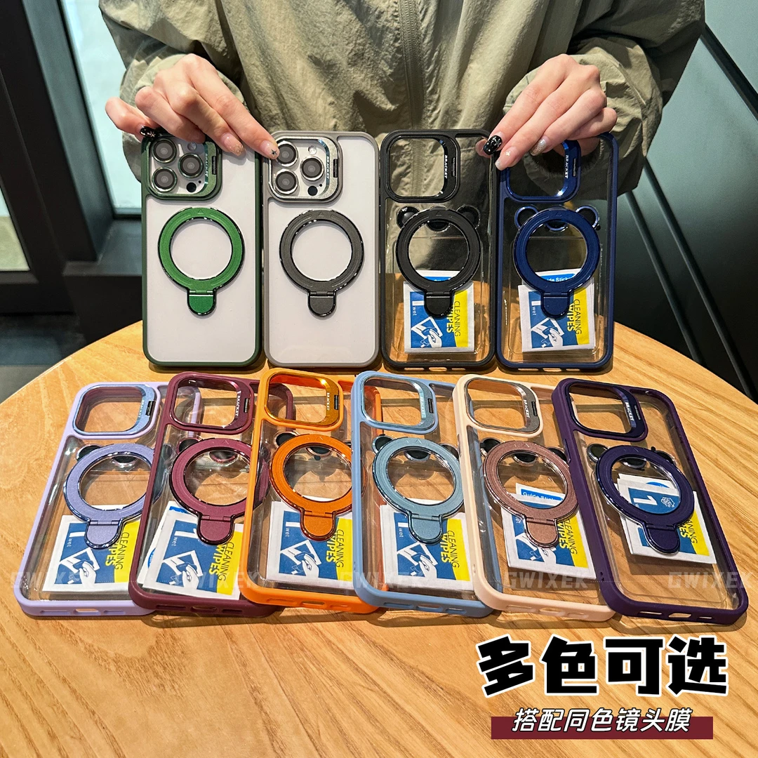 适用于15创意苹果ip16promax手机壳14透明亚克力支架12男女款专用