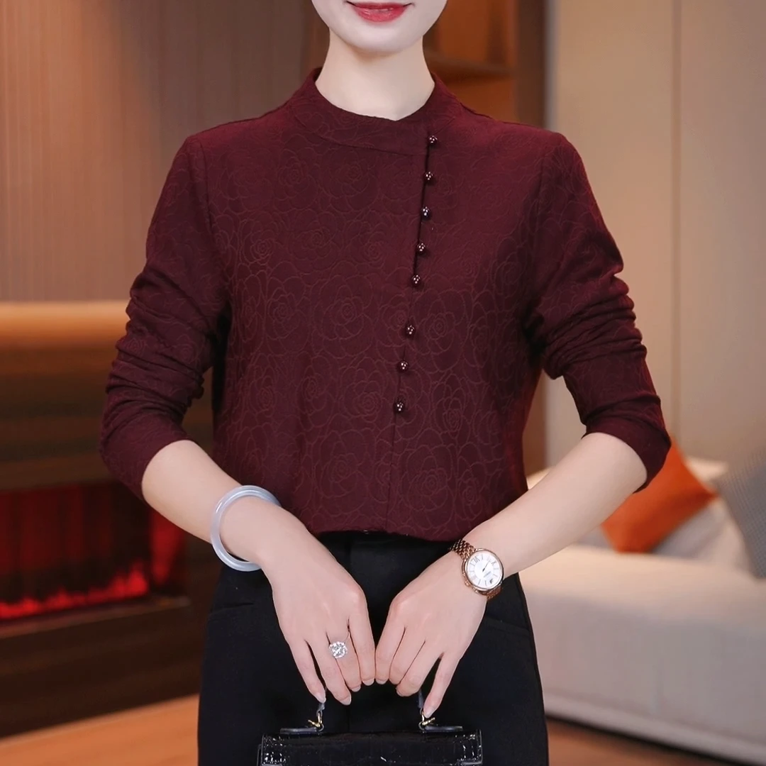 秋冬新款加绒加厚洋气百搭气质显瘦小衫遮肉打底衫女M-066