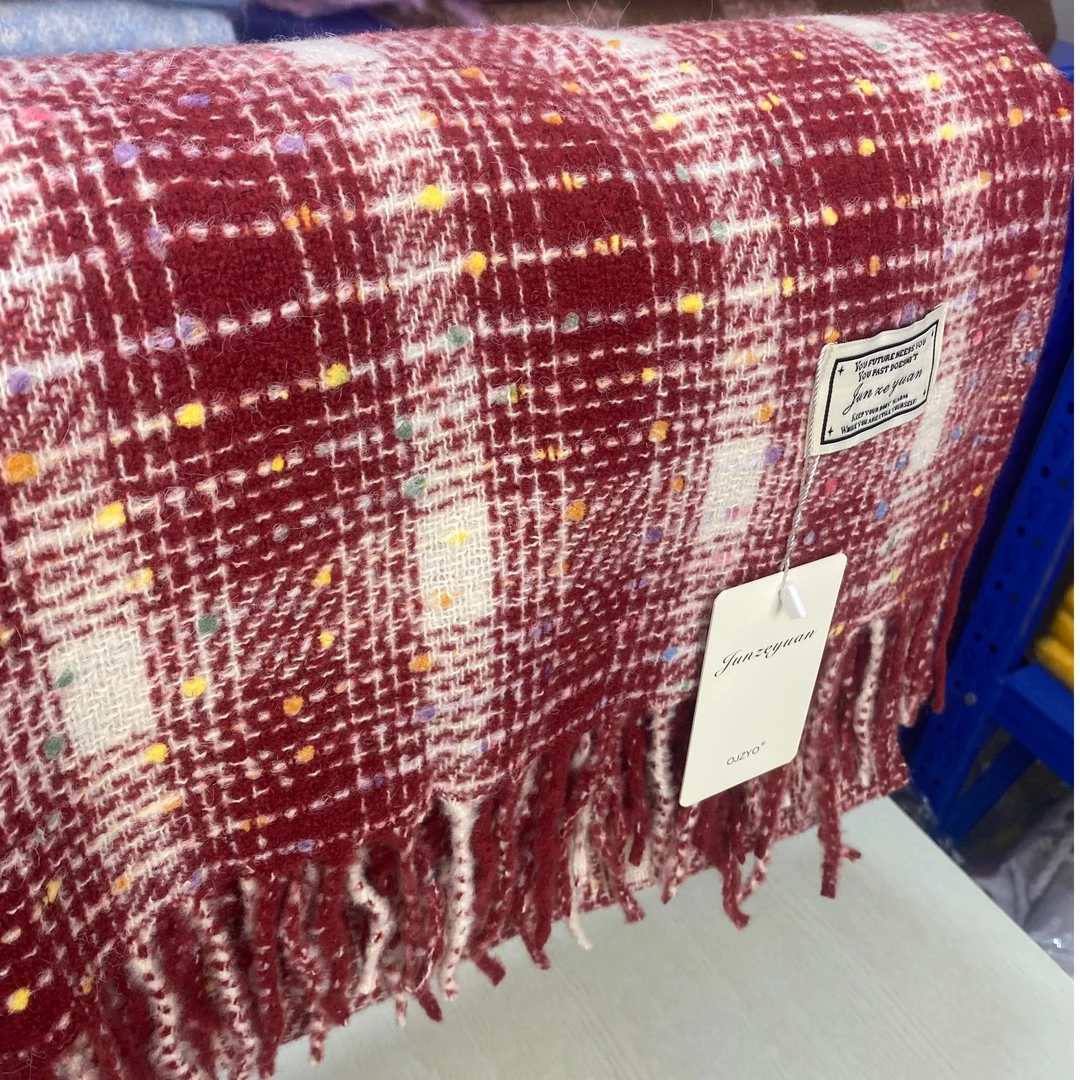 甜甜~小糖豆韩版ins显白百搭学生围巾女秋冬新款格纹情侣保暖围脖