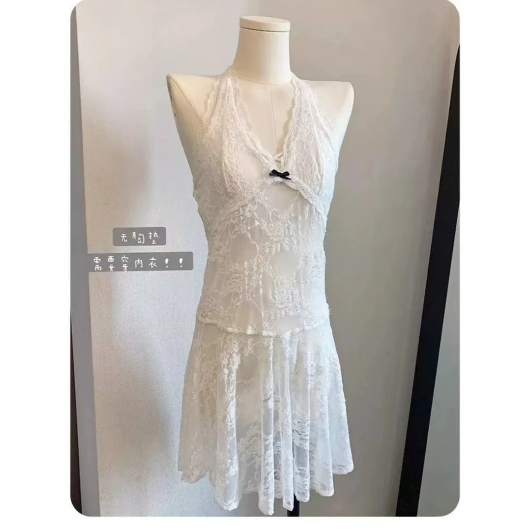 打底裙洋气叠搭神器百搭蕾丝显瘦气质白色性感夏季镂空法式