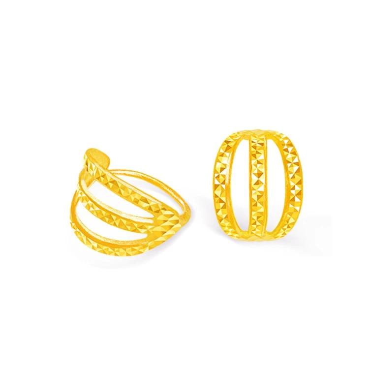 足金999圆环耳圈黄金圆形耳环圆圈耳钉素圈金耳饰纯金送妈妈三线1