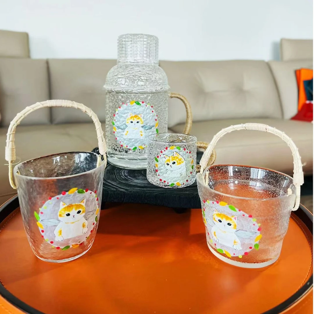 伍家坊可爱猫咪复古冰露凉水壶耐热大容量花茶壶家用玻璃凉水杯