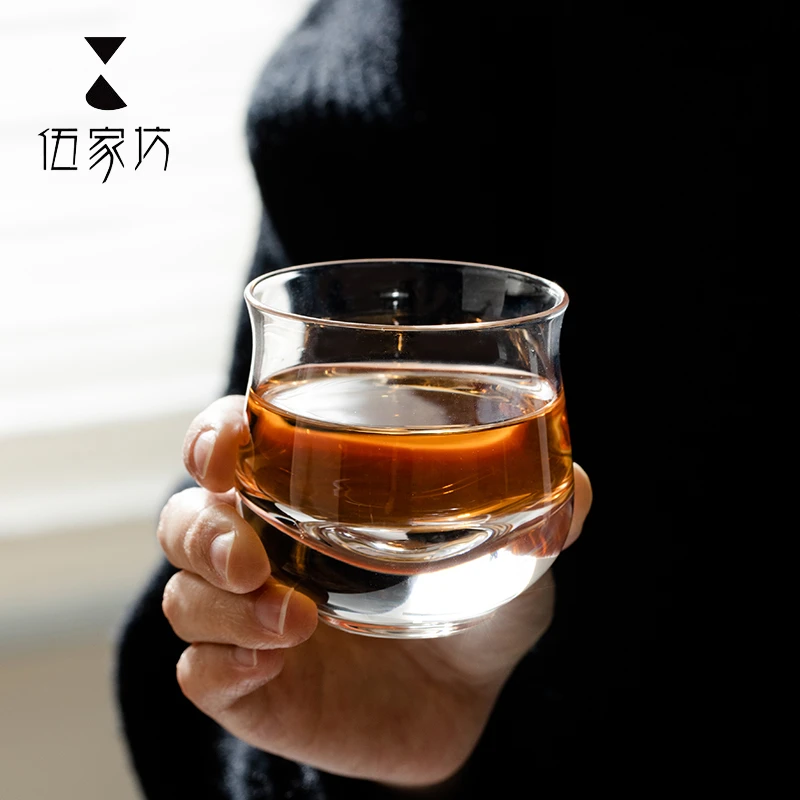 伍家坊郁金香高档水晶杯个人茶杯高端天然主人杯专用玻璃杯茶具