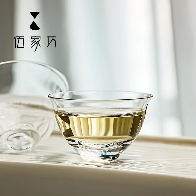 伍家坊明镜止水品茗杯创意透明客杯耐热家用小杯个人高端水晶玻璃
